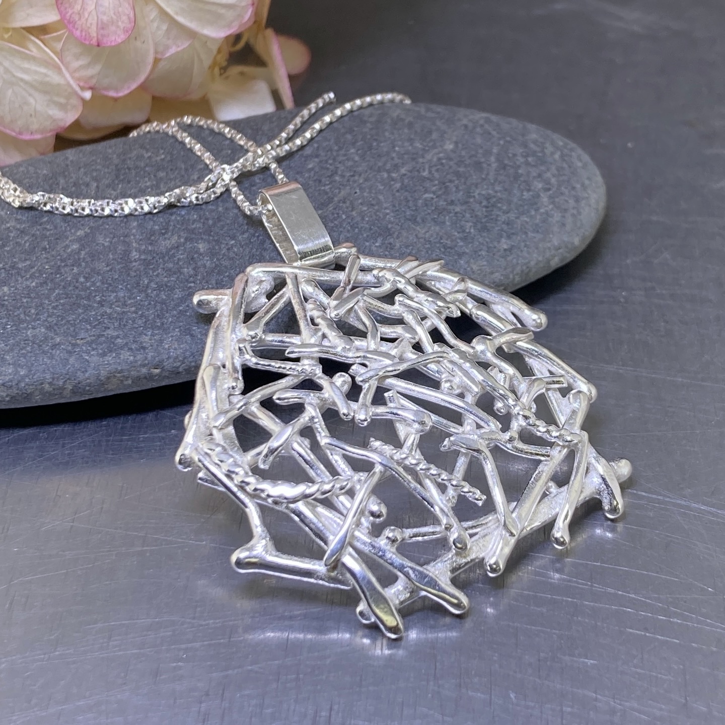 twig pendant - Argentium silver - Image 4