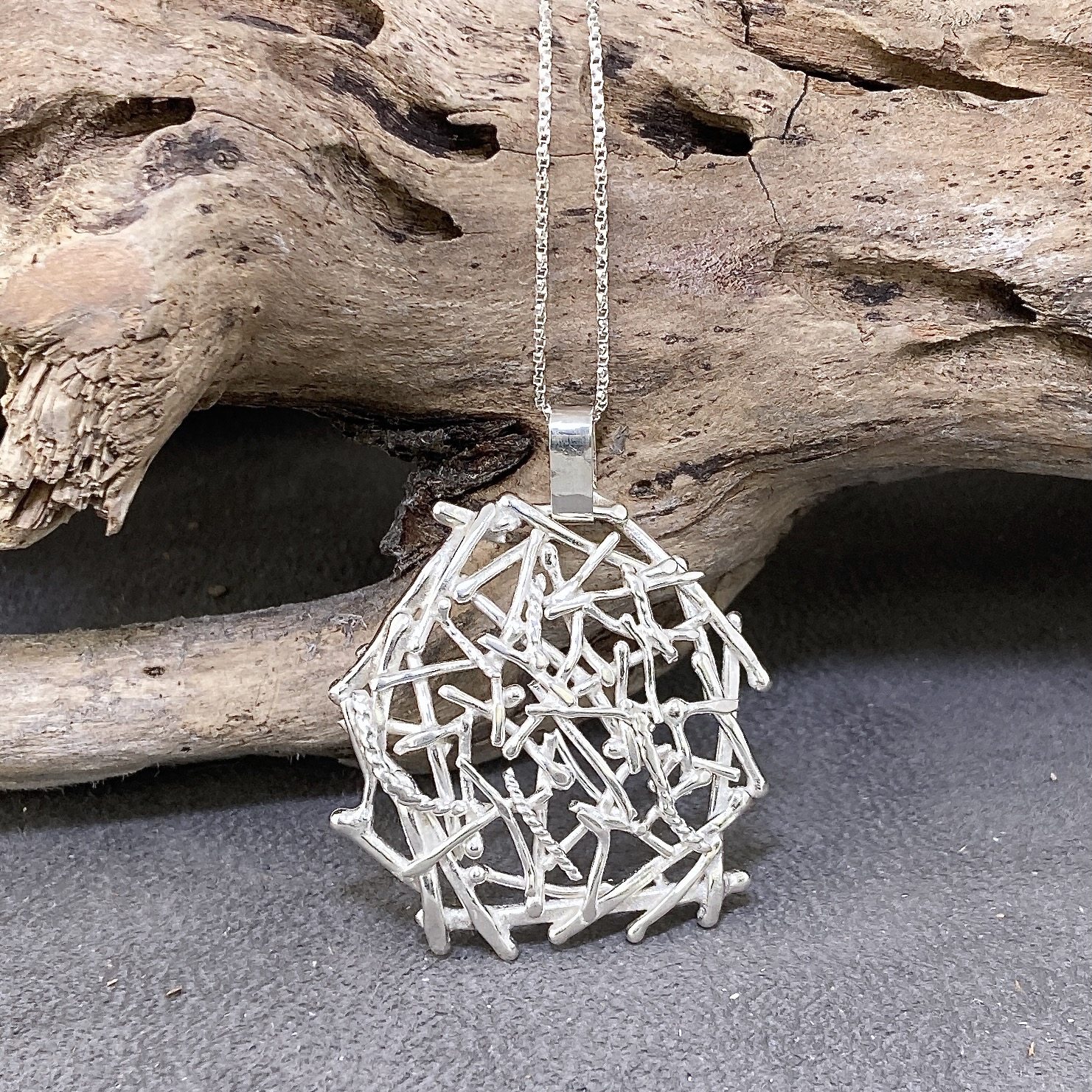 twig pendant - Argentium silver - Image 3
