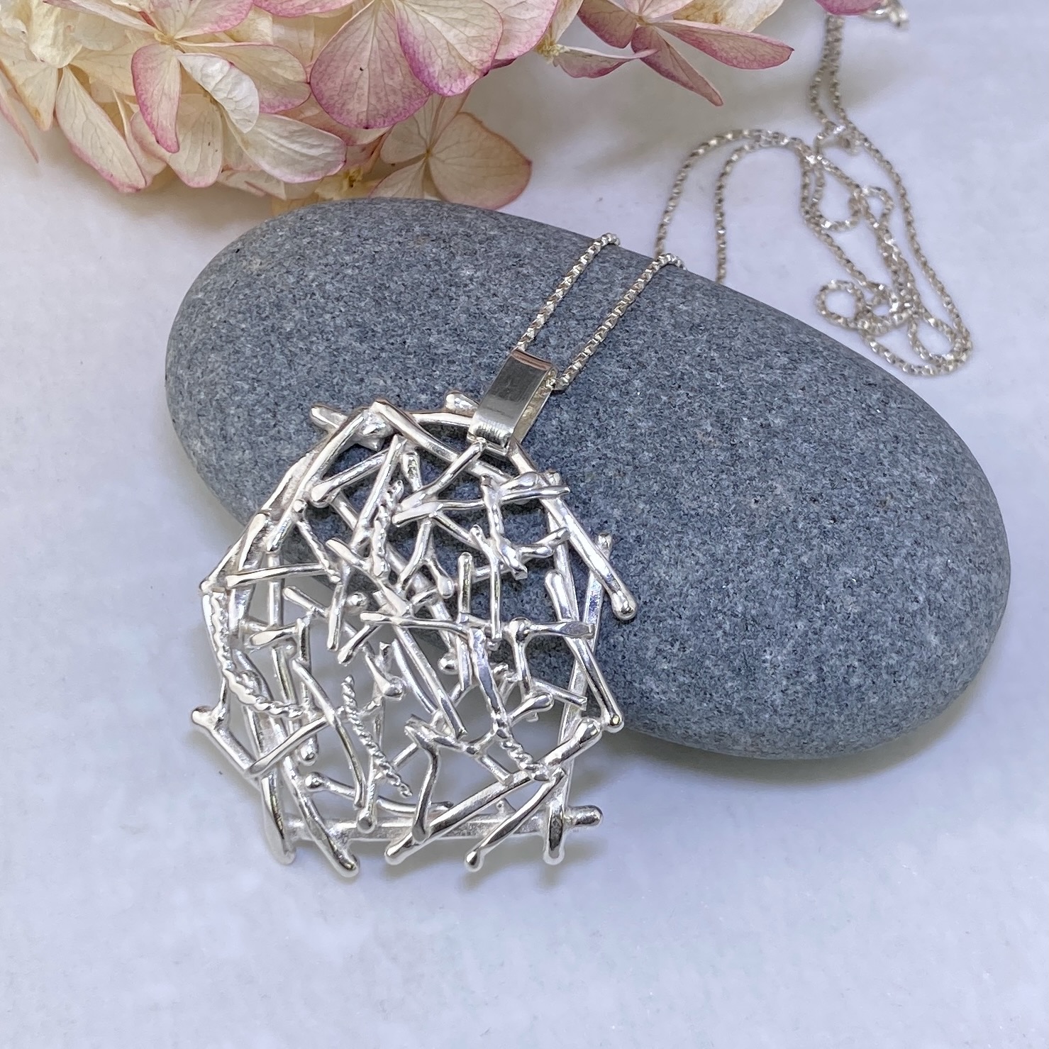 twig pendant - Argentium silver - Image 2