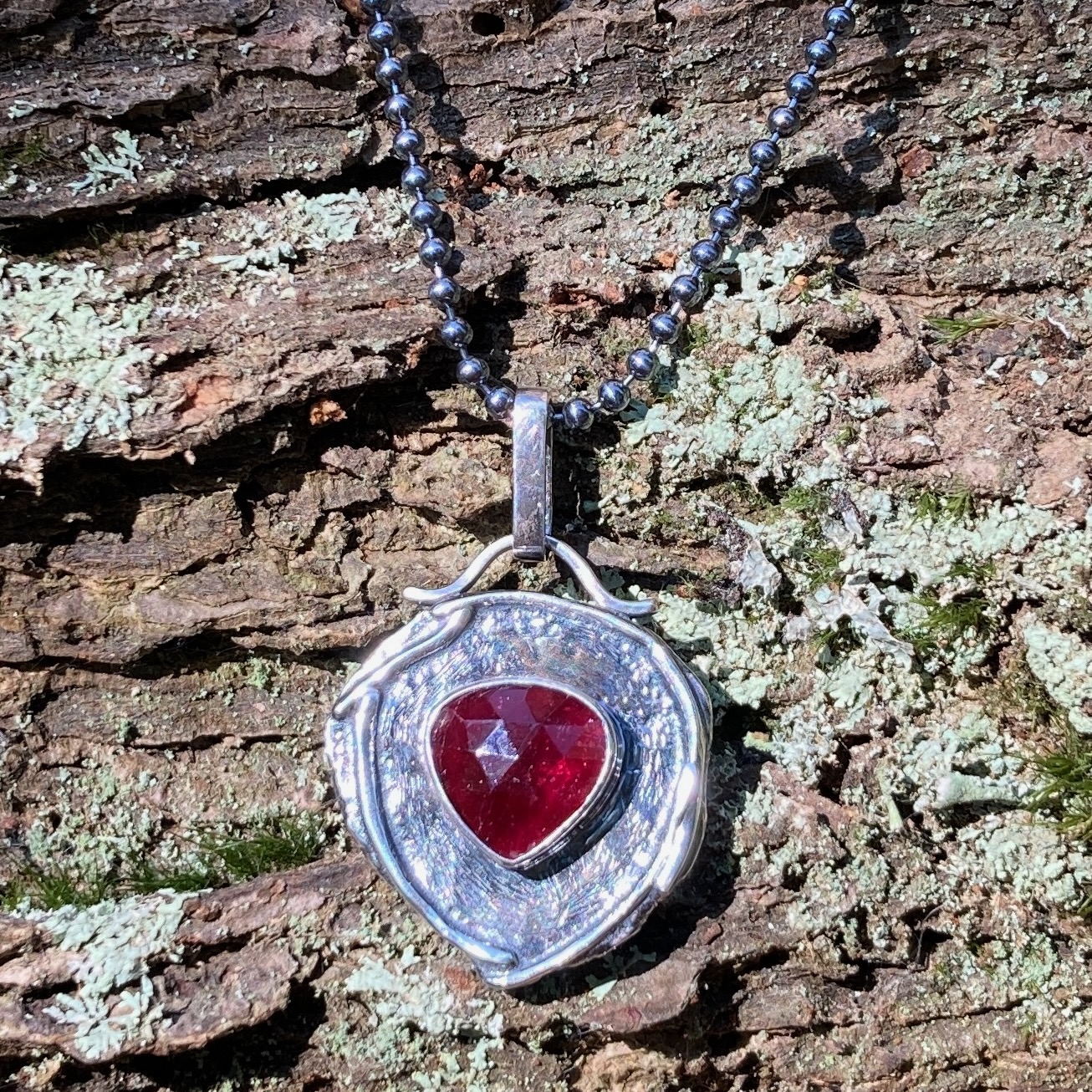 tourmaline pendant – Argentium silver wax seal – antique - Image 4