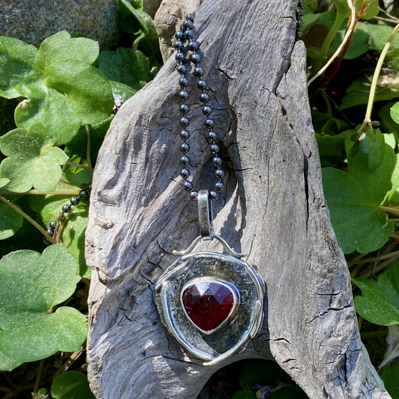 tourmaline pendant – Argentium silver wax seal – antique - Image 3