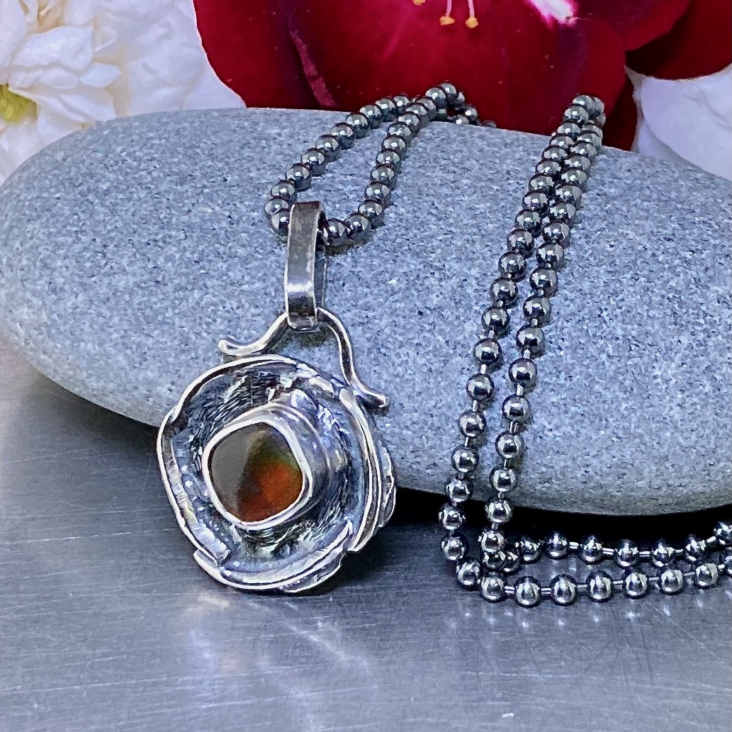 ammonite pendant – Argentium silver wax seal – antique - Image 5