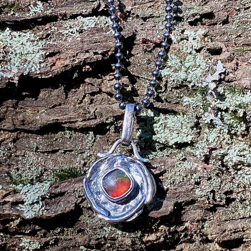 ammonite pendant – Argentium silver wax seal – antique - Image 2