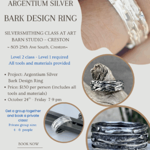 Silversmithing Class - Argentium Silver Bark Ring