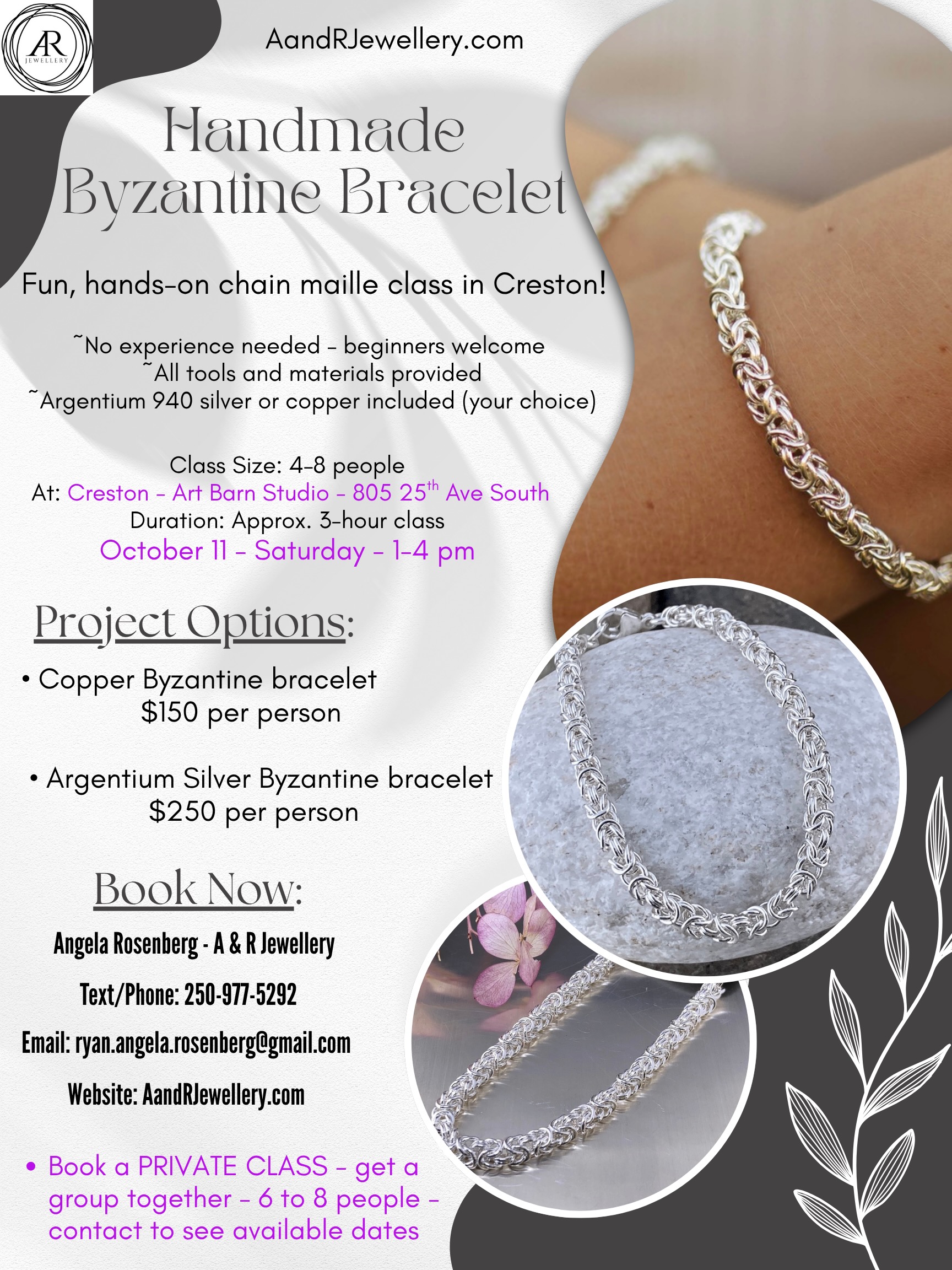 Silversmithing Class - Byzantine Bracelet