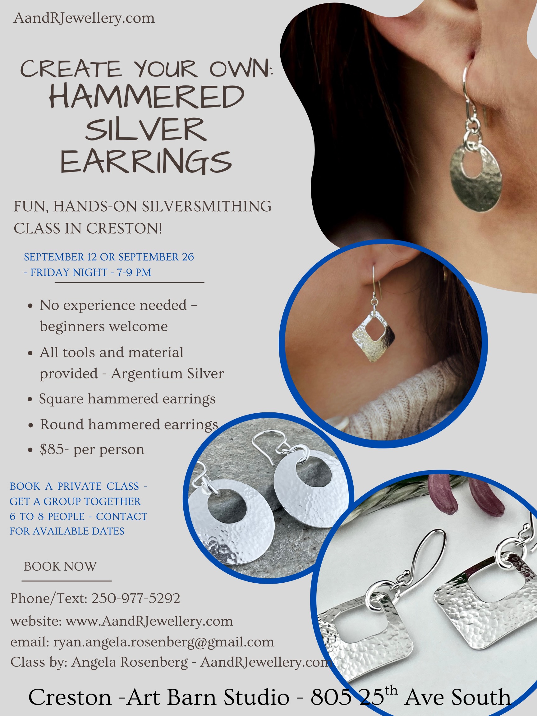Silversmithing Class - Hammered Argentium silver earrings
