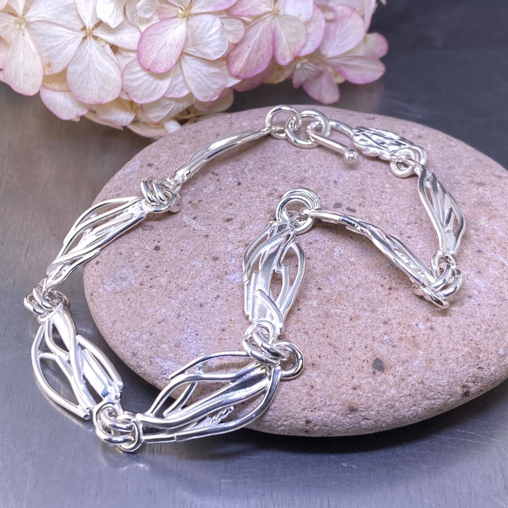 Argentium Silver Twigs Panel Bracelet – 9.5″ - Image 4