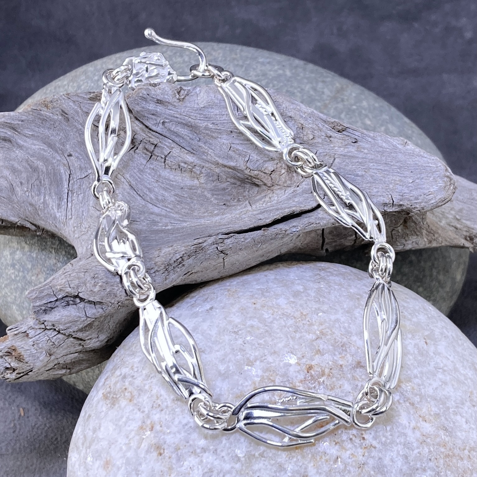 Argentium Silver Twigs Panel Bracelet – 9.5″ - Image 3