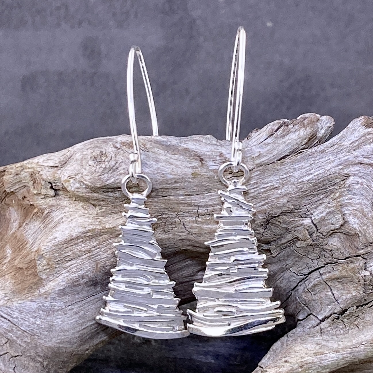 Bark earrings – Argentium silver - Image 2