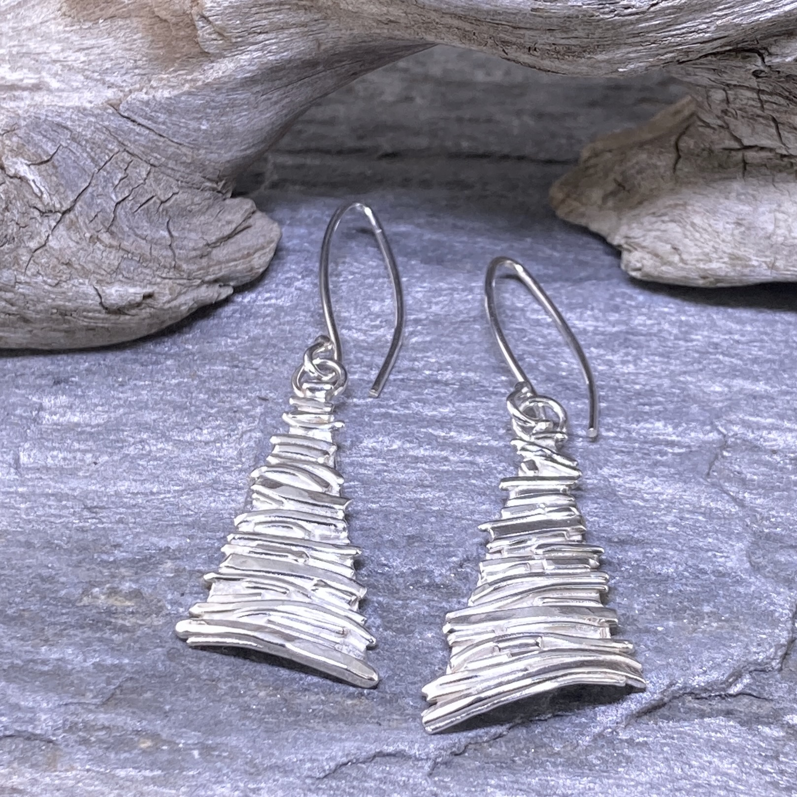 Bark earrings – Argentium silver