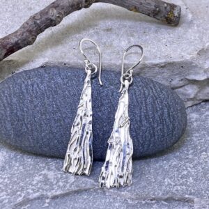 Bark earrings – Argentium silver  - vertical