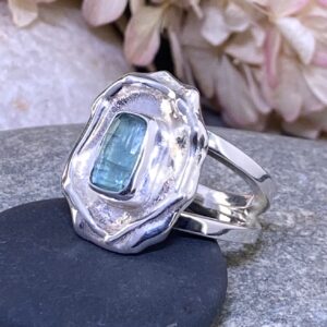 Blue Tourmaline Ring - Size 6.75 - Argentium Silver – 2 Carat