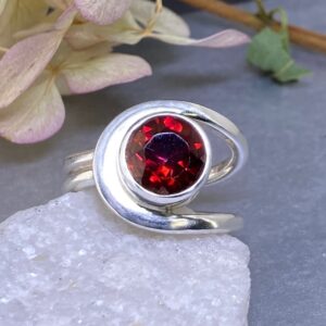 Red Topaz Ring – Size 5.75 – Argentium Silver Buttonhole – 2.5 carat