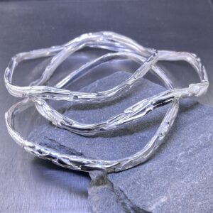 Wavy Bark Bangles – Argentium Silver