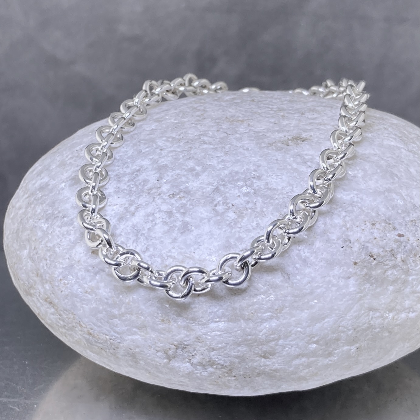 Cable Link Bracelet – Argentium Silver – 8.75″ - Image 5