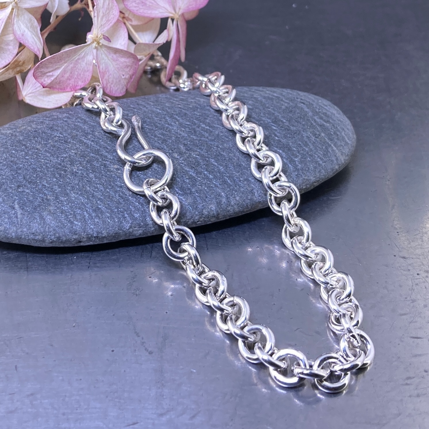 Cable Link Bracelet – Argentium Silver – 8.75″