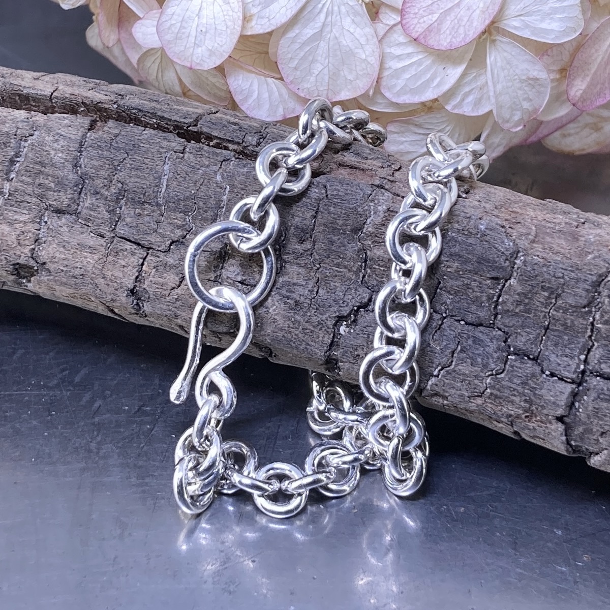 Cable Link Bracelet – Argentium Silver – 8.75″ - Image 2