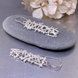 Twig Earrings – Rectangle Shape – Argentium Silver 940