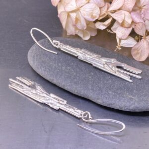 Bark Earrings – Medium Vertical – Argentium Silver 940