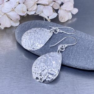 Lunar Teardrop Earrings – Argentium Silver 940