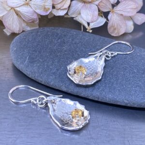 Citrine Earrings – Waves Teardrop – Argentium Silver