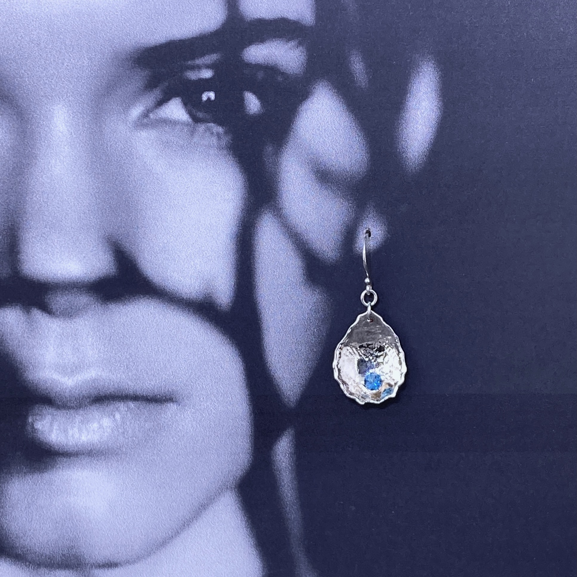 London Blue Topaz Earrings – Waves Teardrop – Argentium Silver - Image 5