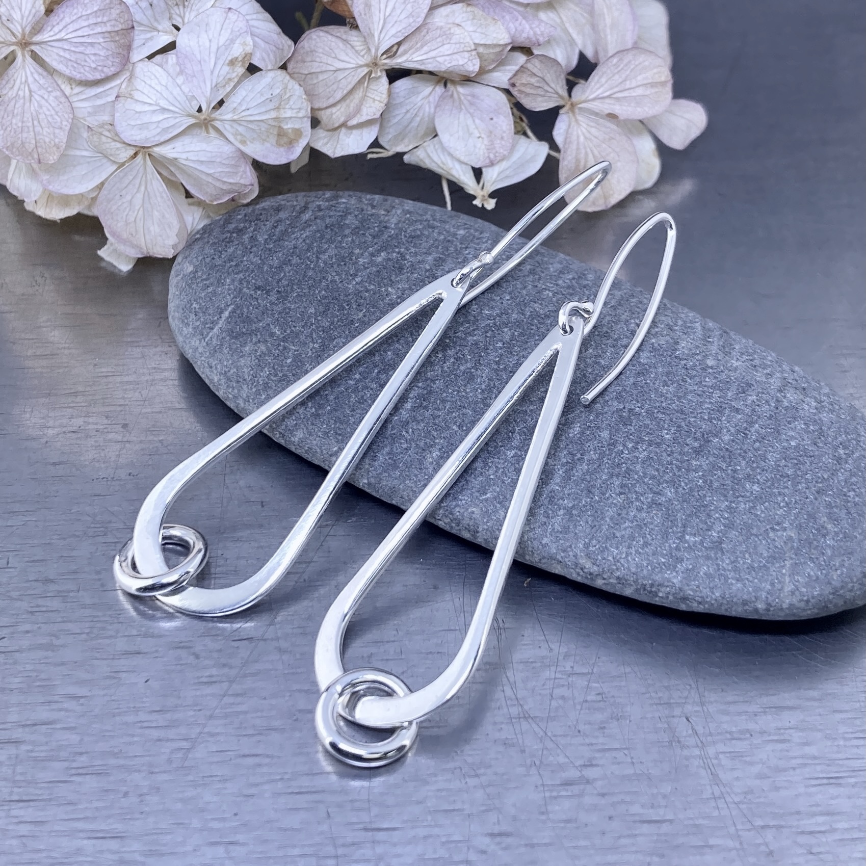 Rainfall Teardrop Earrings – Argentium Silver 940