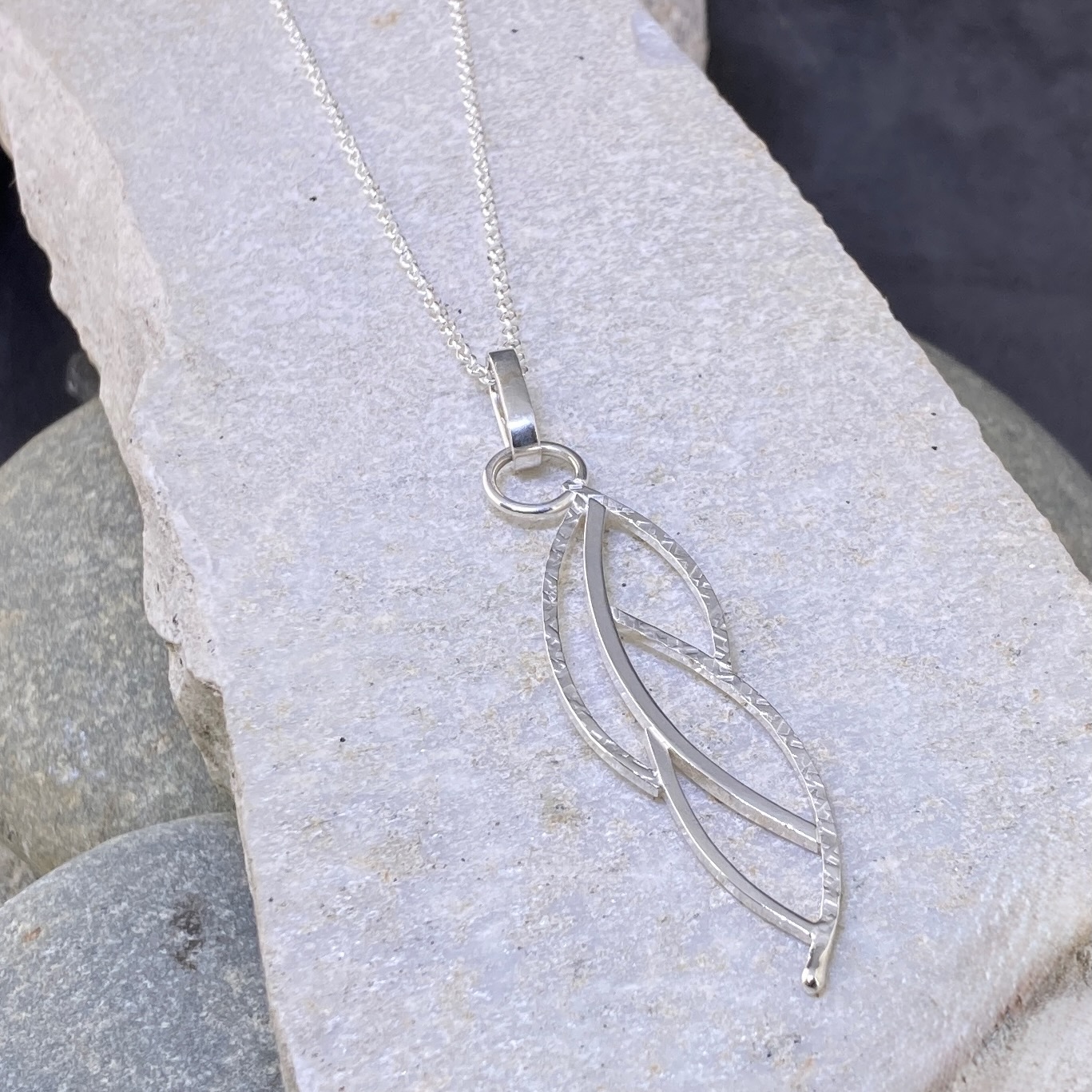 Hanging Willow Leaf Pendant – Argentium Silver 940 - Image 5