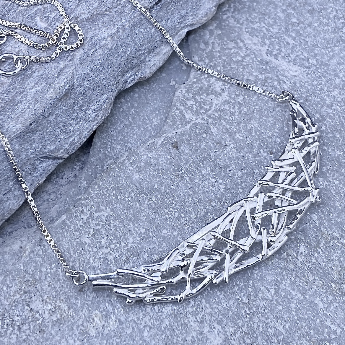 Twig Collar Necklace – Argentium Silver 940 - Image 3