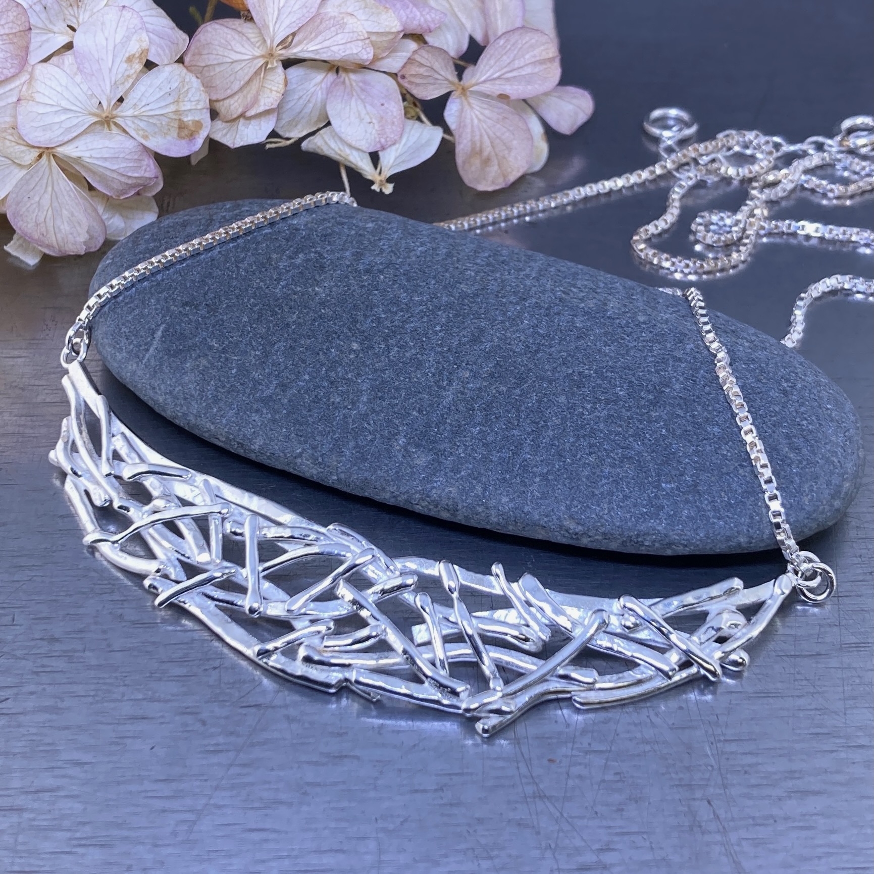 Twig Collar Necklace – Argentium Silver 940