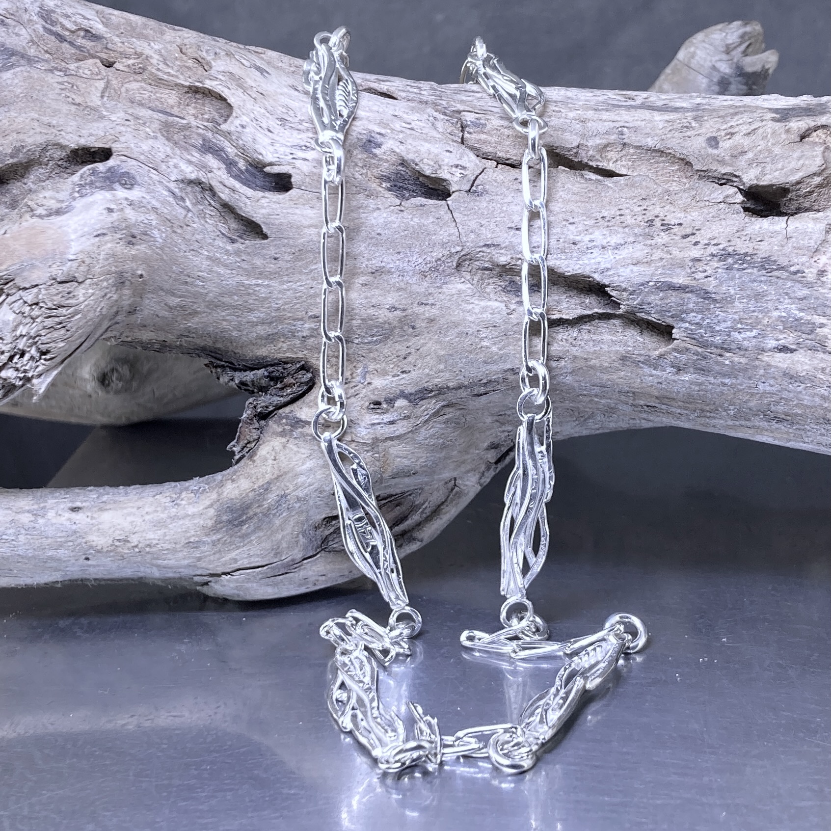 Twig Chain Necklace – Argentium Silver 940 - Image 4