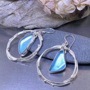 Beach Glass Earrings – Argentium Silver Freeform Circle