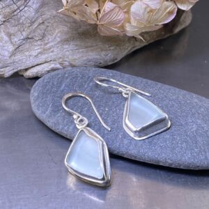 Beach Glass Earrings – Argentium Silver Bezel Dangles