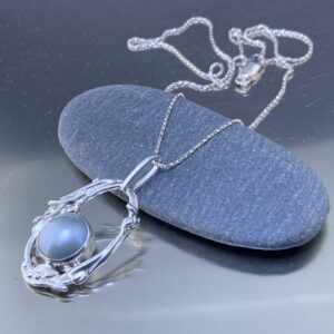 Pearl Twig Pendant – Argentium Silver
