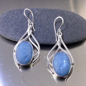 Aquamarine Vine Earrings – Argentium Silver - 23.5 carats