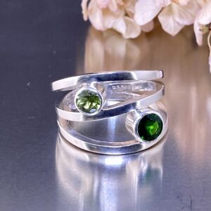 Chrome Diopside & Peridot Ring – Size 9.75 – Wind Design