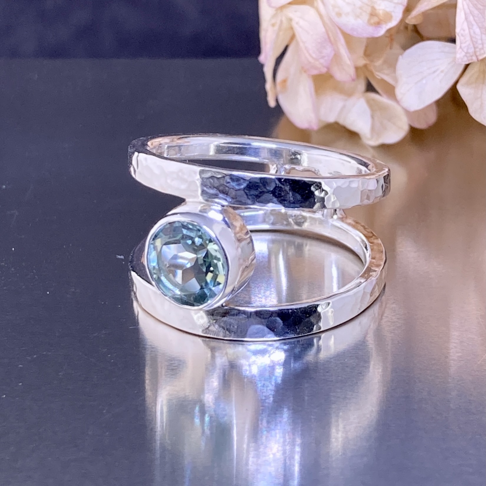 Aquamarine Ring – Size 10.5 – Round Double Band – 1.5 Carat - Image 4