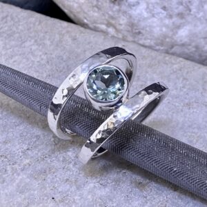 Aquamarine Ring – Size 10.5 – Round Double Band – 1.5 Carat