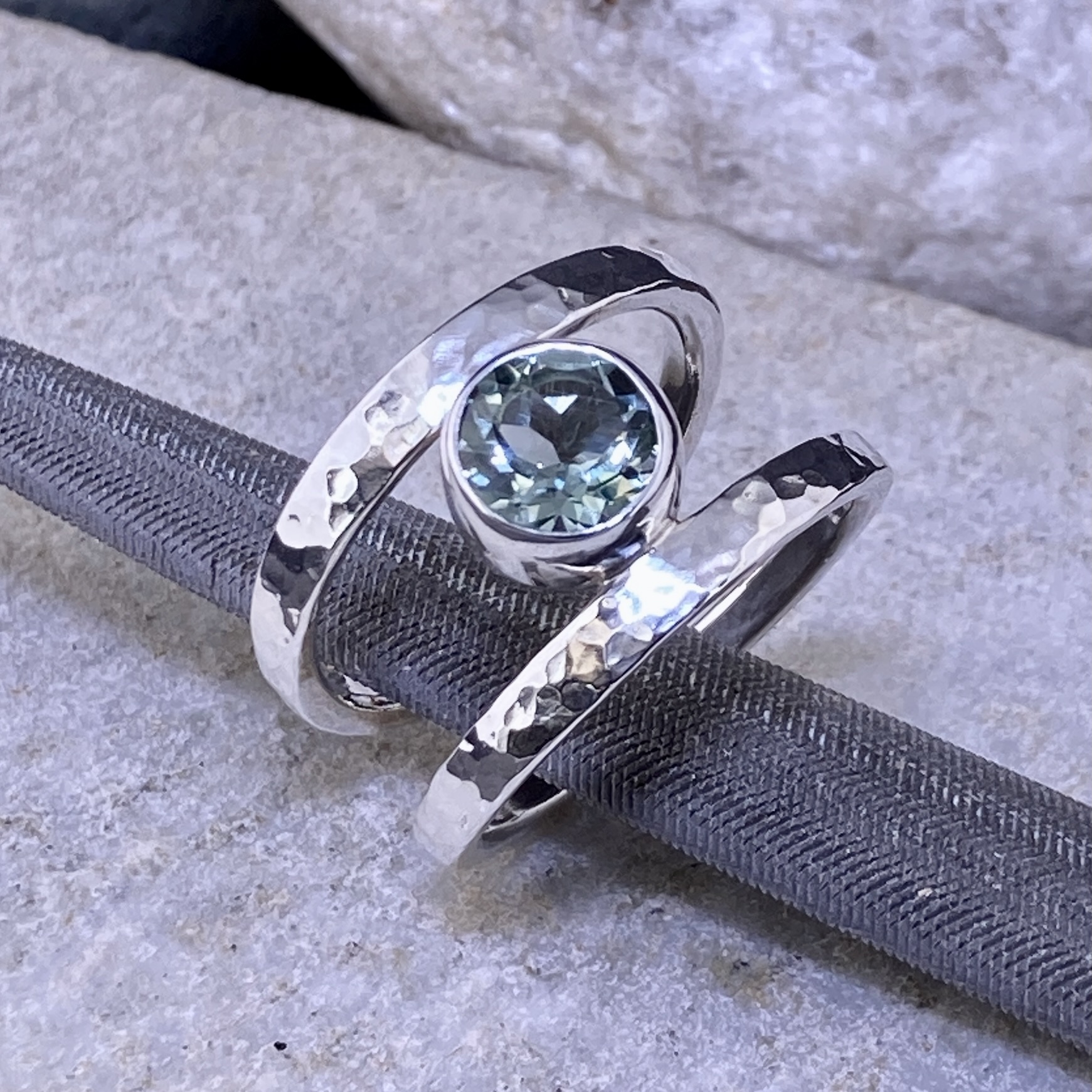 Aquamarine Ring – Size 10.5 – Round Double Band – 1.5 Carat