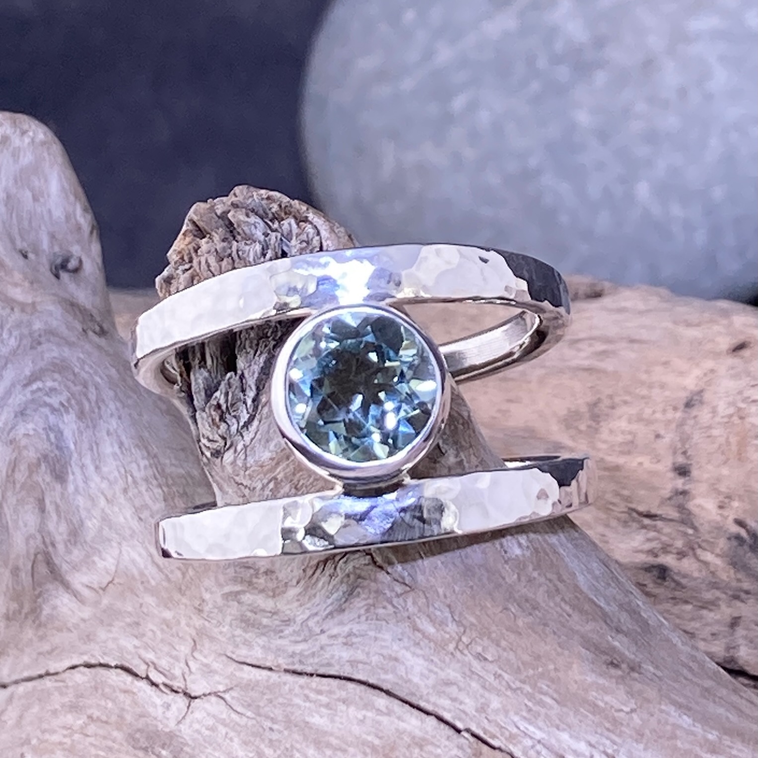 Aquamarine Ring – Size 10.5 – Round Double Band – 1.5 Carat - Image 6