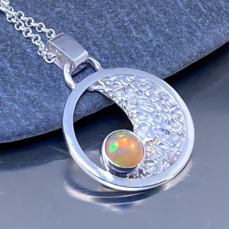 Opal Sun and Moon Pendant – Argentium Silver – 0.5 Carat - Image 5