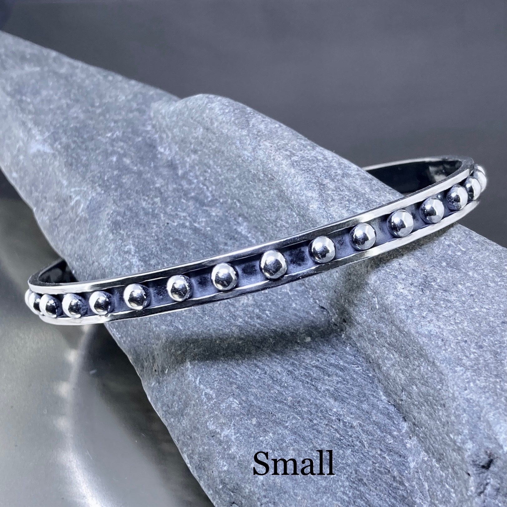 Granule Bangle – Argentium Silver 940 – Antique Finish - Image 7