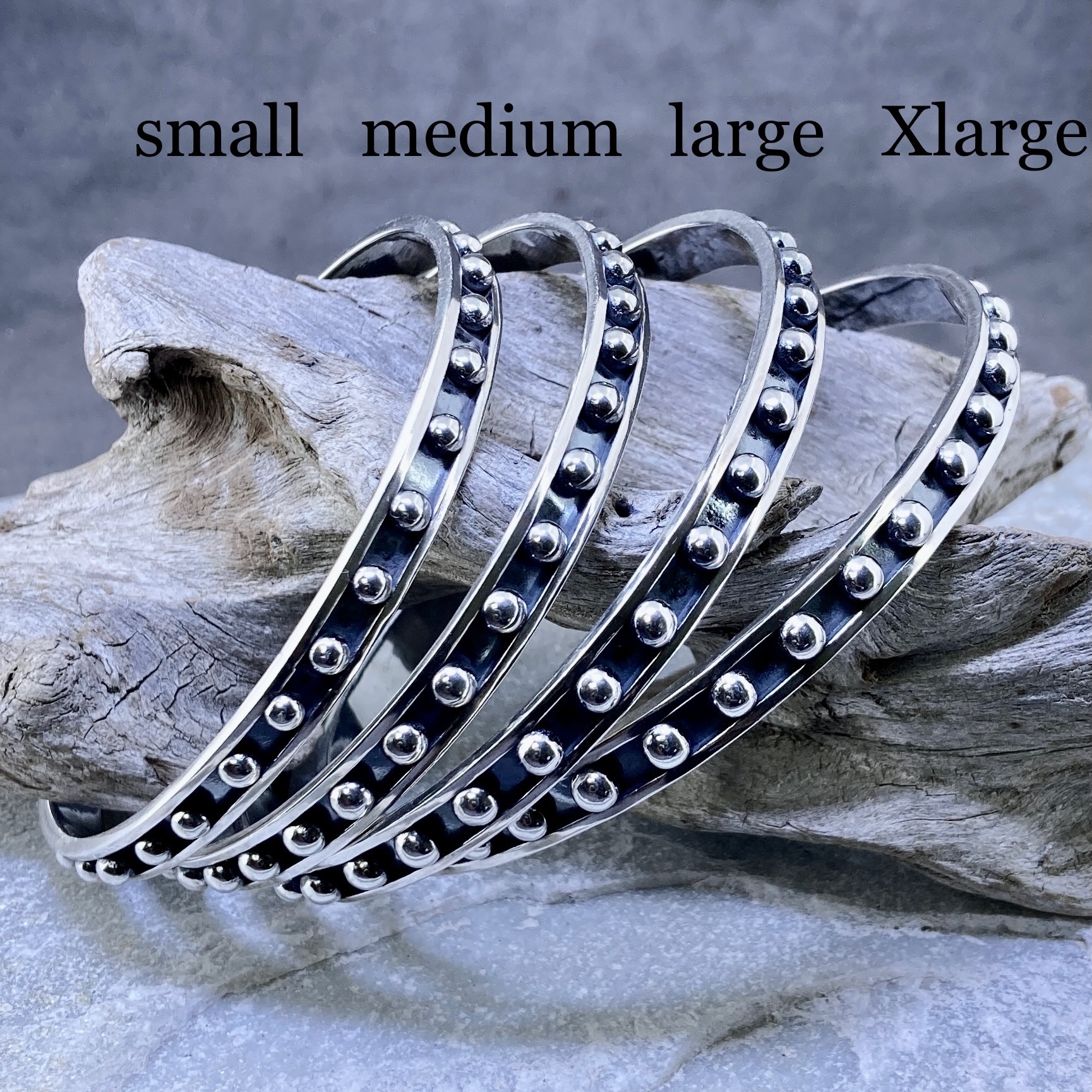 Granule Bangle – Argentium Silver 940 – Antique Finish - Image 2