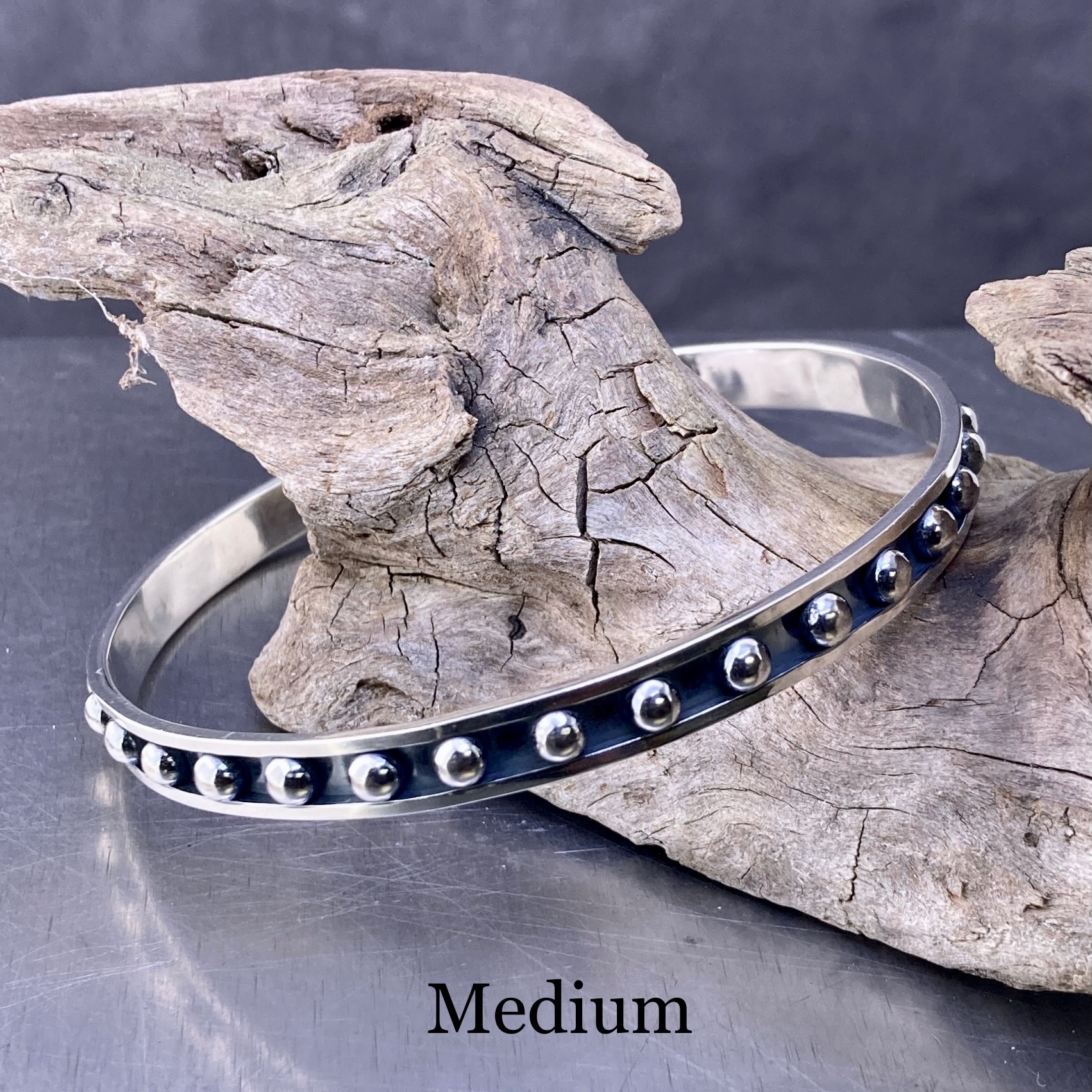Granule Bangle – Argentium Silver 940 – Antique Finish - Image 6