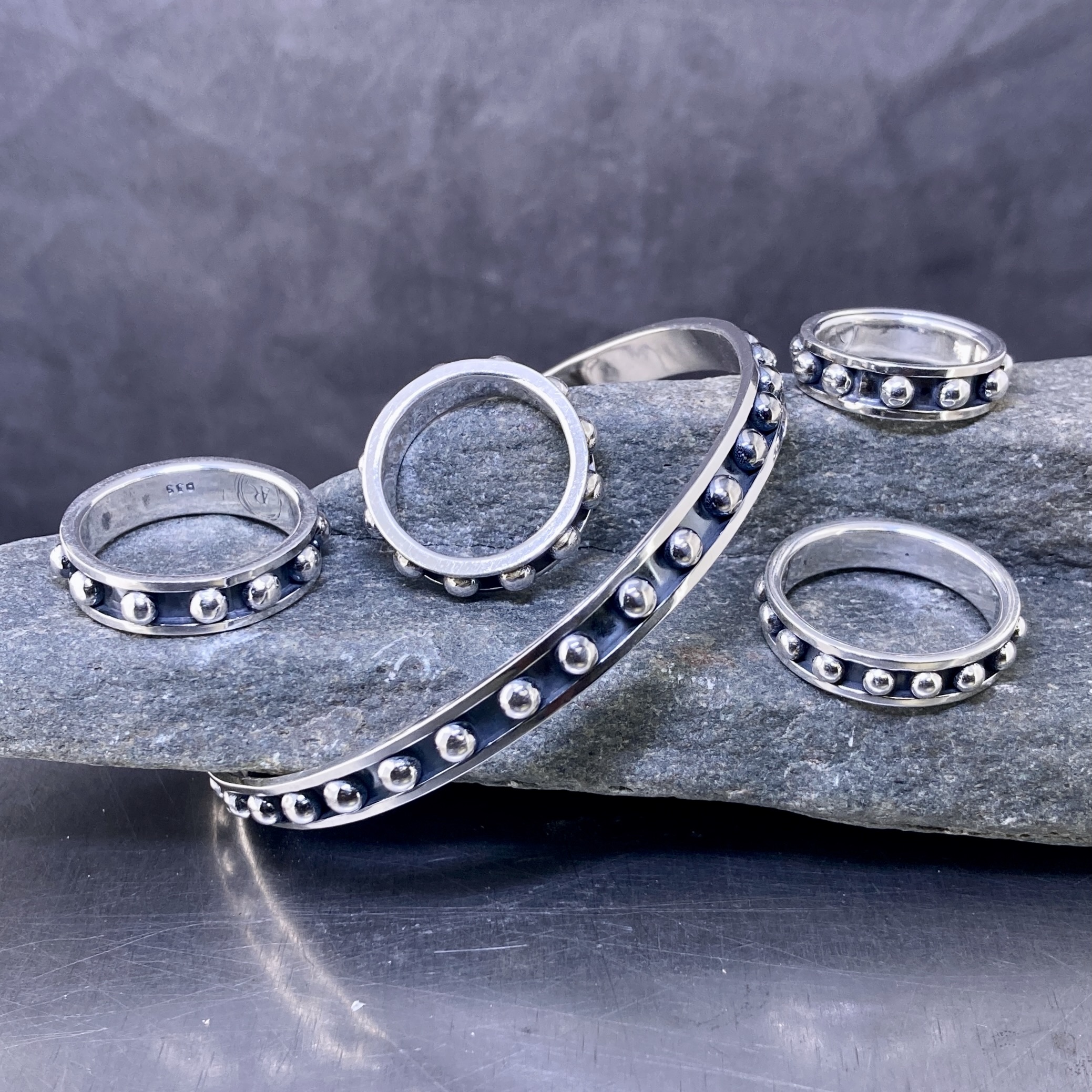 Granule Bangle – Argentium Silver 940 – Antique Finish - Image 10