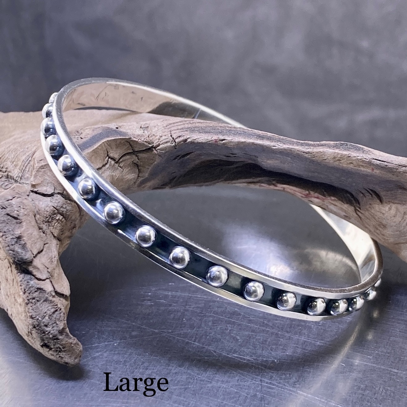 Granule Bangle – Argentium Silver 940 – Antique Finish - Image 5