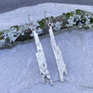 Bark Earrings – Argentium Silver – Long