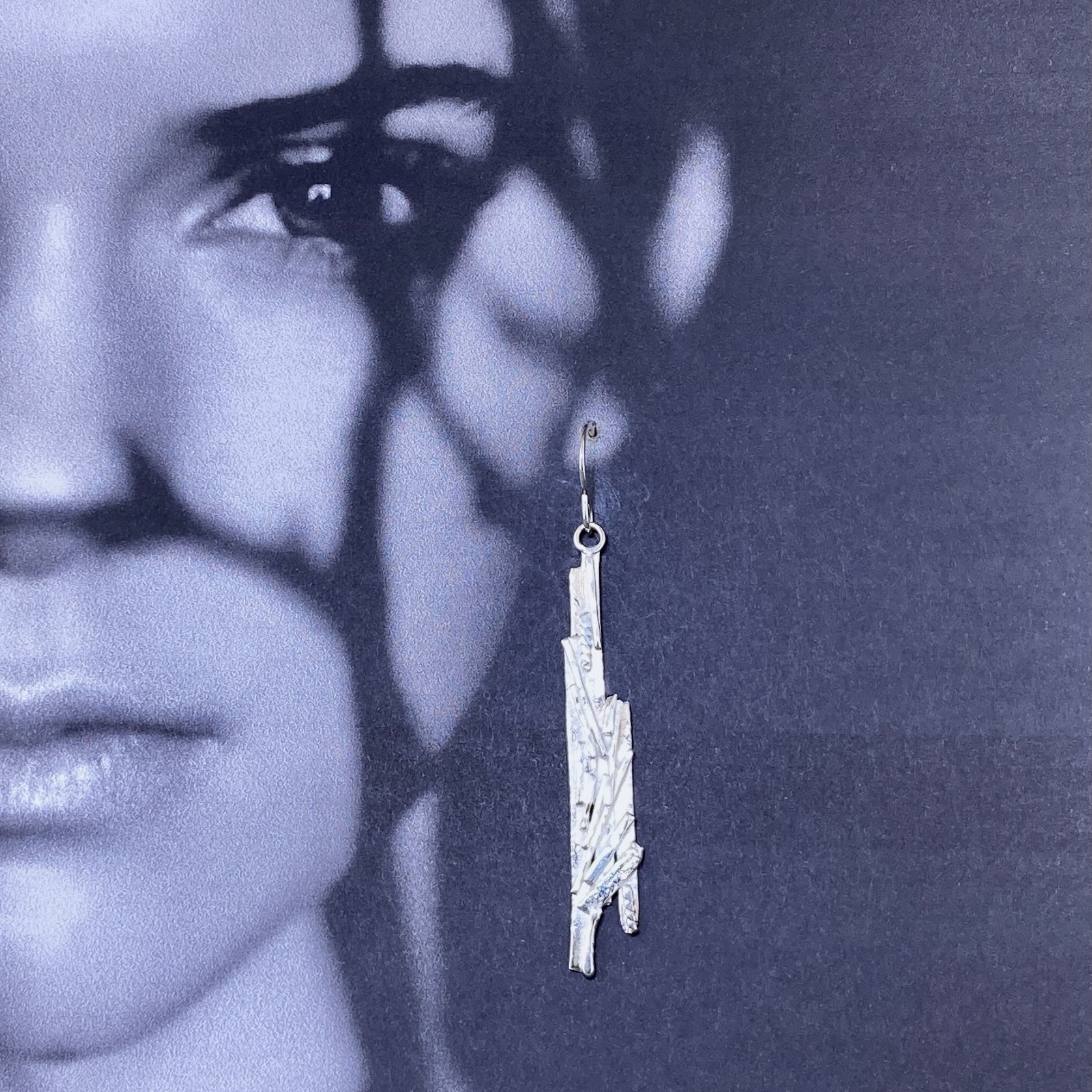 Bark Earrings – Argentium Silver – Long - Image 6