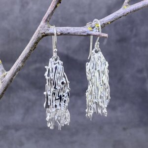 Bark Earrings – Argentium Silver – Rough Dangle