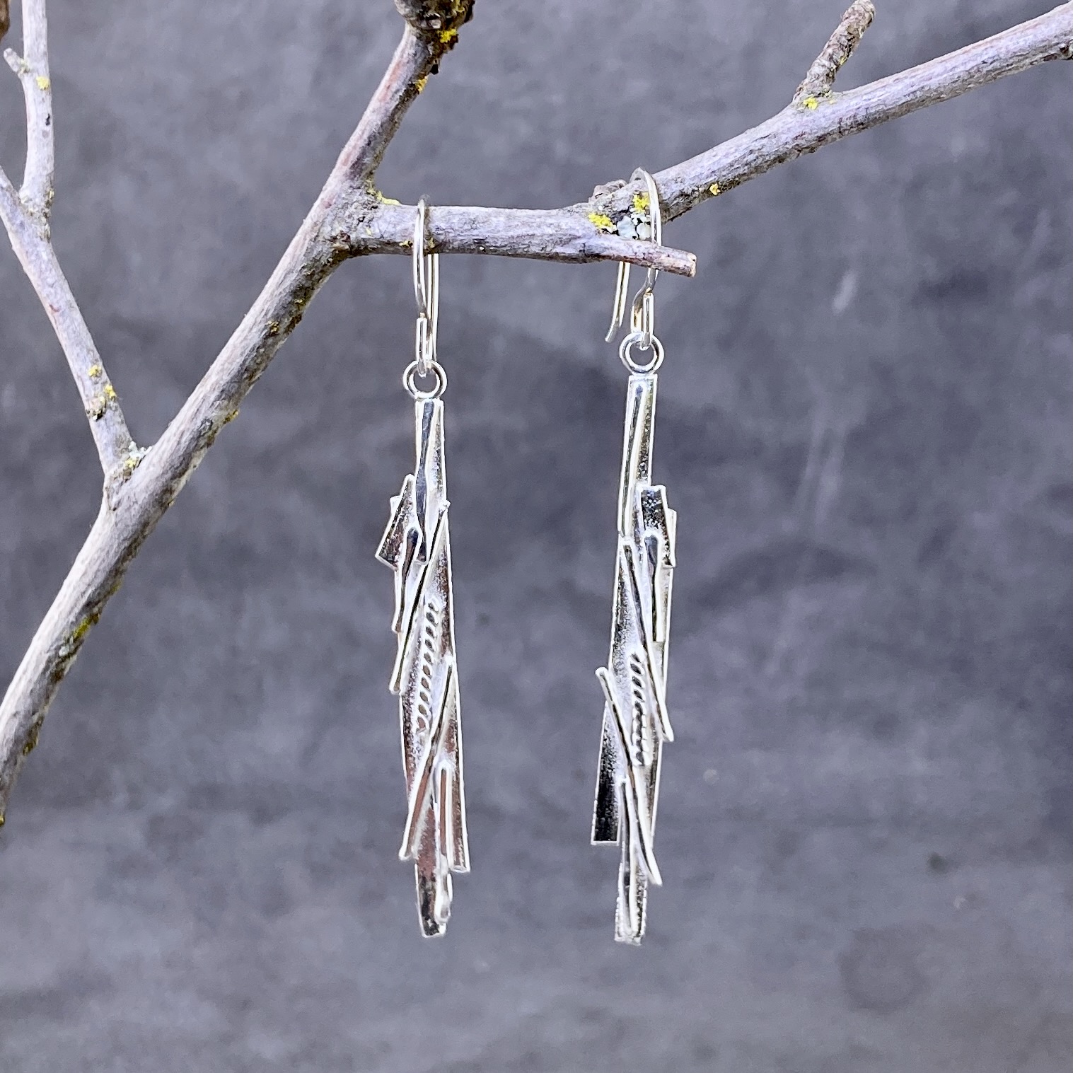 Bark Earrings – Argentium Silver – Long - Image 4